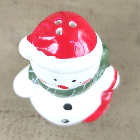 Vintage 90s Earthenware Mr Snowman Pepper Shaker Hand Painted Replacement Shaker - Picture 3 of 10